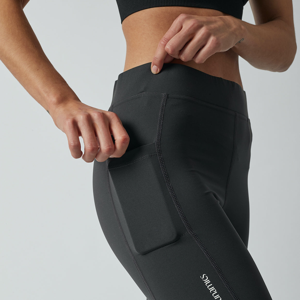 Damen Sport Leggings schwarz-grau mit Taschen - Online günstig kaufen