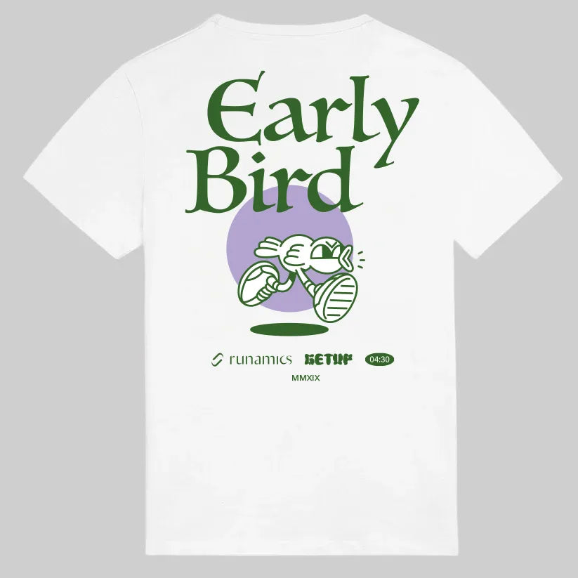 Early Bird T-Shirt, Biobaumwolle, unisex, weiß