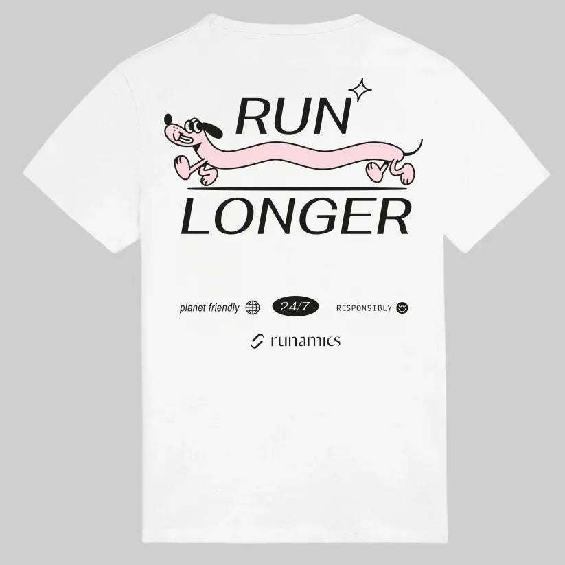 Run Longer T-Shirt, Biobaumwolle, unisex, weiß