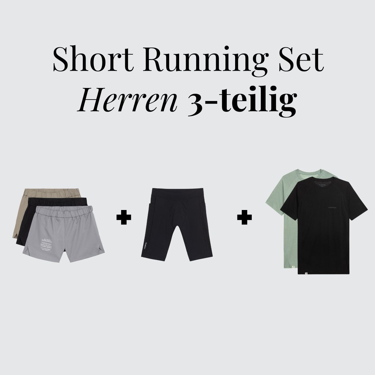 Kurzes Running Set für Herren, 3-teilig