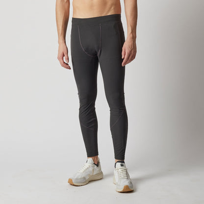 Lange Lauftights Herren, schwarz, mit Tasche