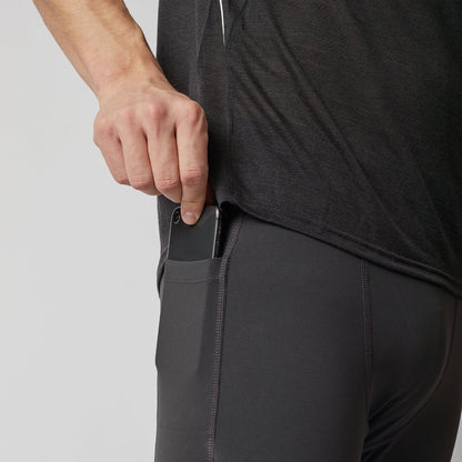 Lange Lauftights Herren, schwarz, mit Tasche